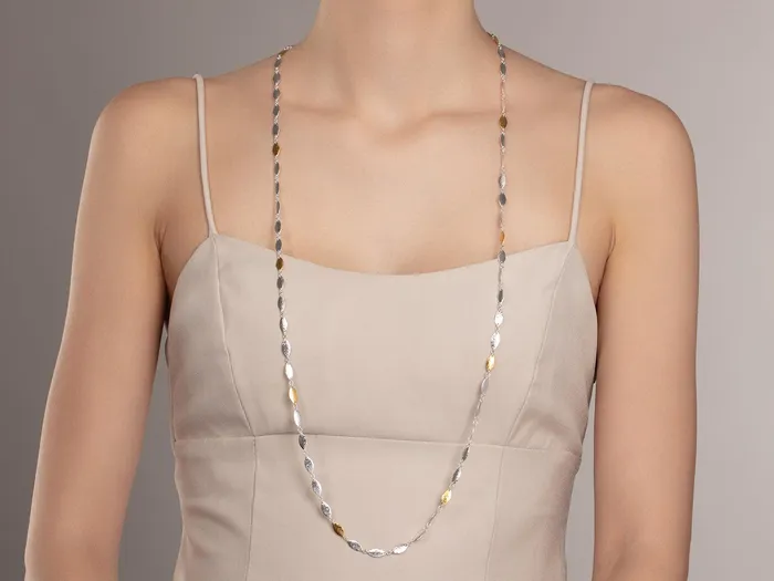 Necklaces GG SILVER CLS GURHAN Willow Sterling Silver SingleStrand Long Necklace 12mm Flakes Gold Accents Necklaces GG SILVER CLS GURHAN Willow Sterling Silver SingleStrand Long Necklace 12mm Flakes Gold Accents