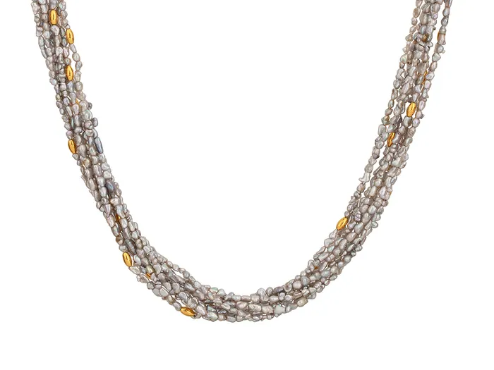Necklaces GURHAN Flurries Gold Pearl Beaded Long Necklace 7Strand with Double S Clasp GG GOLD OOAK Necklaces GURHAN Flurries Gold Pearl Beaded Long Necklace 7Strand with Double S Clasp GG GOLD OOAK
