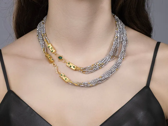 Necklaces GURHAN Flurries Gold Pearl Beaded Long Necklace 7Strand with Double S Clasp GG GOLD OOAK Necklaces GURHAN Flurries Gold Pearl Beaded Long Necklace 7Strand with Double S Clasp GG GOLD OOAK
