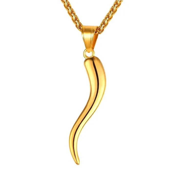 sparklingselections Necklaces New Stainless Steel Italian Horn Amulet Gold Necklace Pendants MenWomen Gift Jewelry sparklingselections Necklaces New Stainless Steel Italian Horn Amulet Gold Necklace Pendants MenWomen Gift Jewelry
